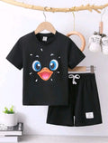 Plush-Nifty Basics Premium Short & Shirt Set - Black