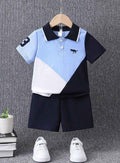 Shirt and Short Set - White/Blue Polo