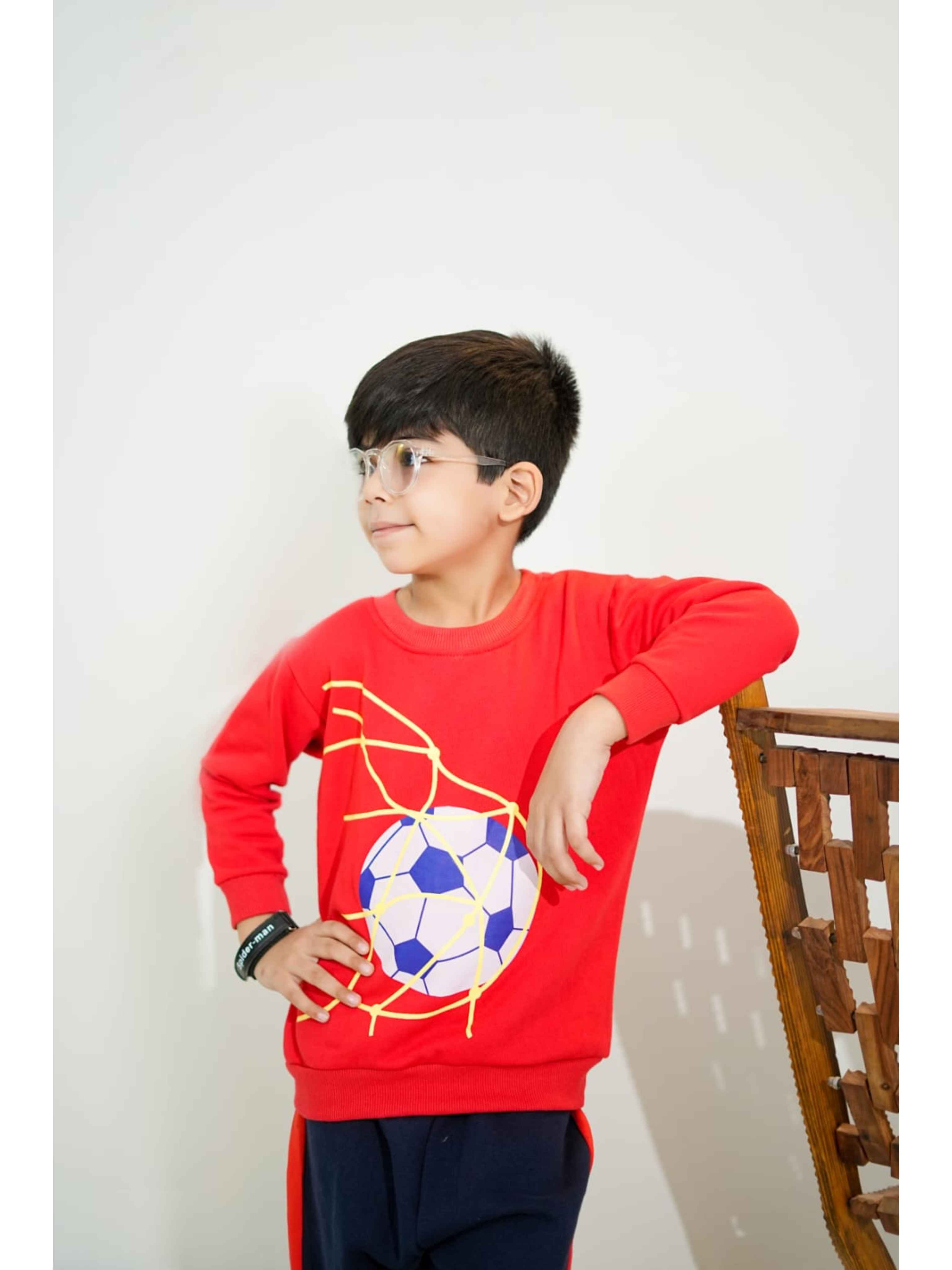 Plush -  Fleece Shirt & Trouser - Football in red
