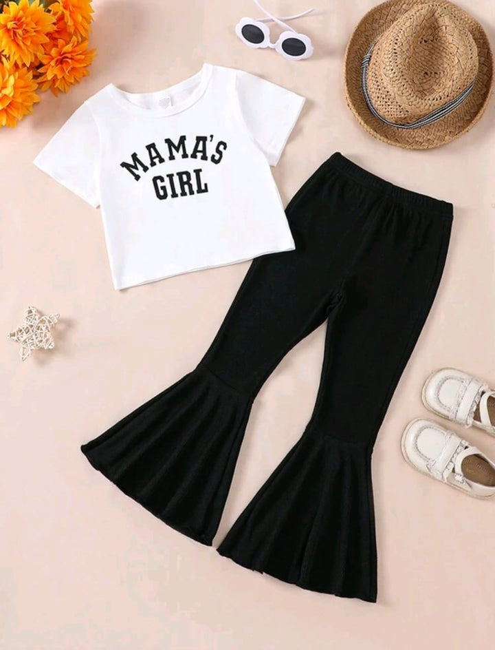 PLUSH-Nifty Basics Premium - Mamas Girl in White Contrast with Flapper Trousers
