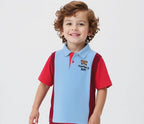 Plush-Baby Plaid Polo Shirt & Shorts-Red-Blue