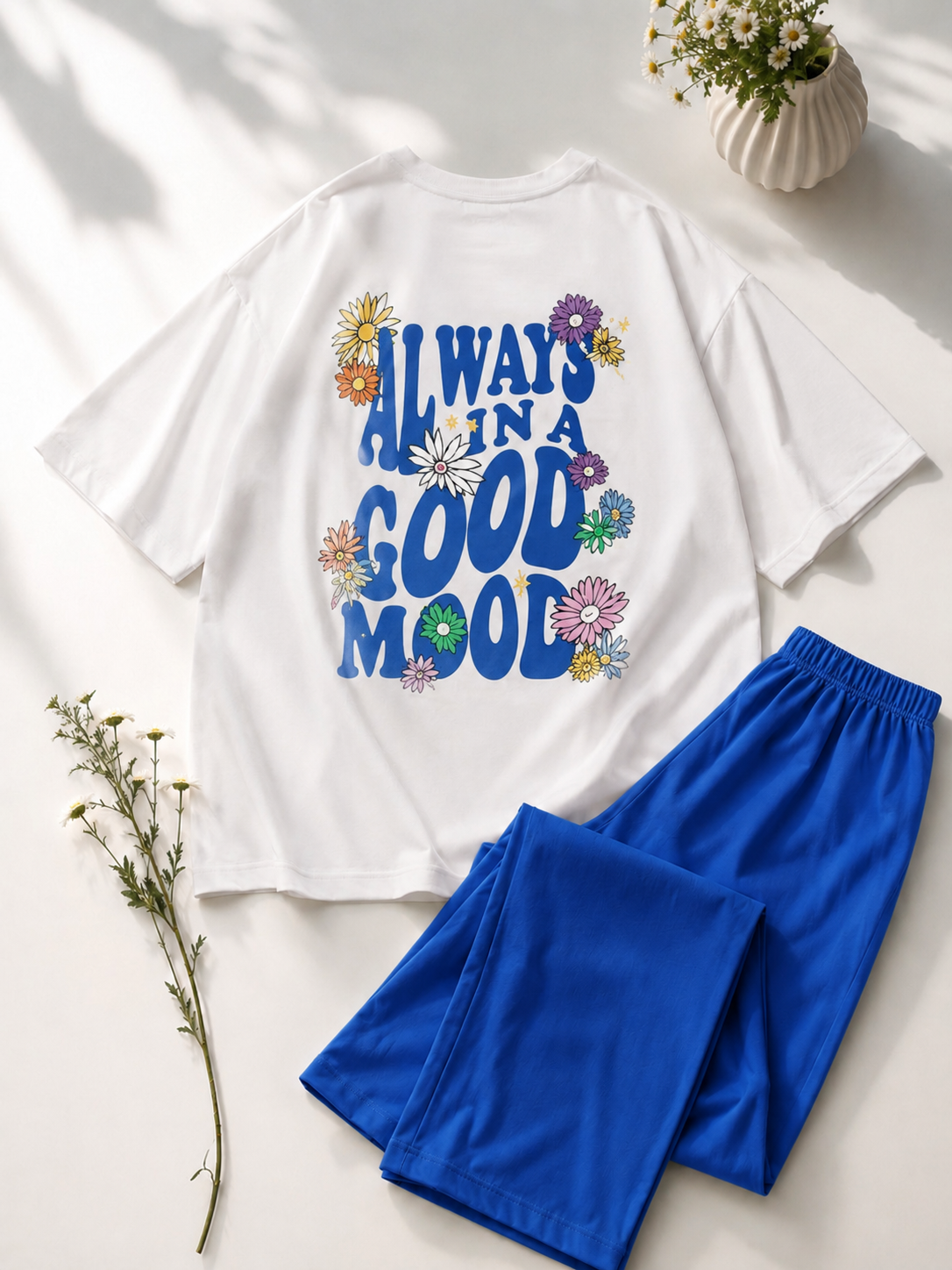 PLUSH-Nifty Basics Premium - Good Mood in Royal Blue Contrast with Flapper Trousers