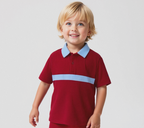 Plush-Baby Plaid Polo Shirt & Shorts-Red-Blue