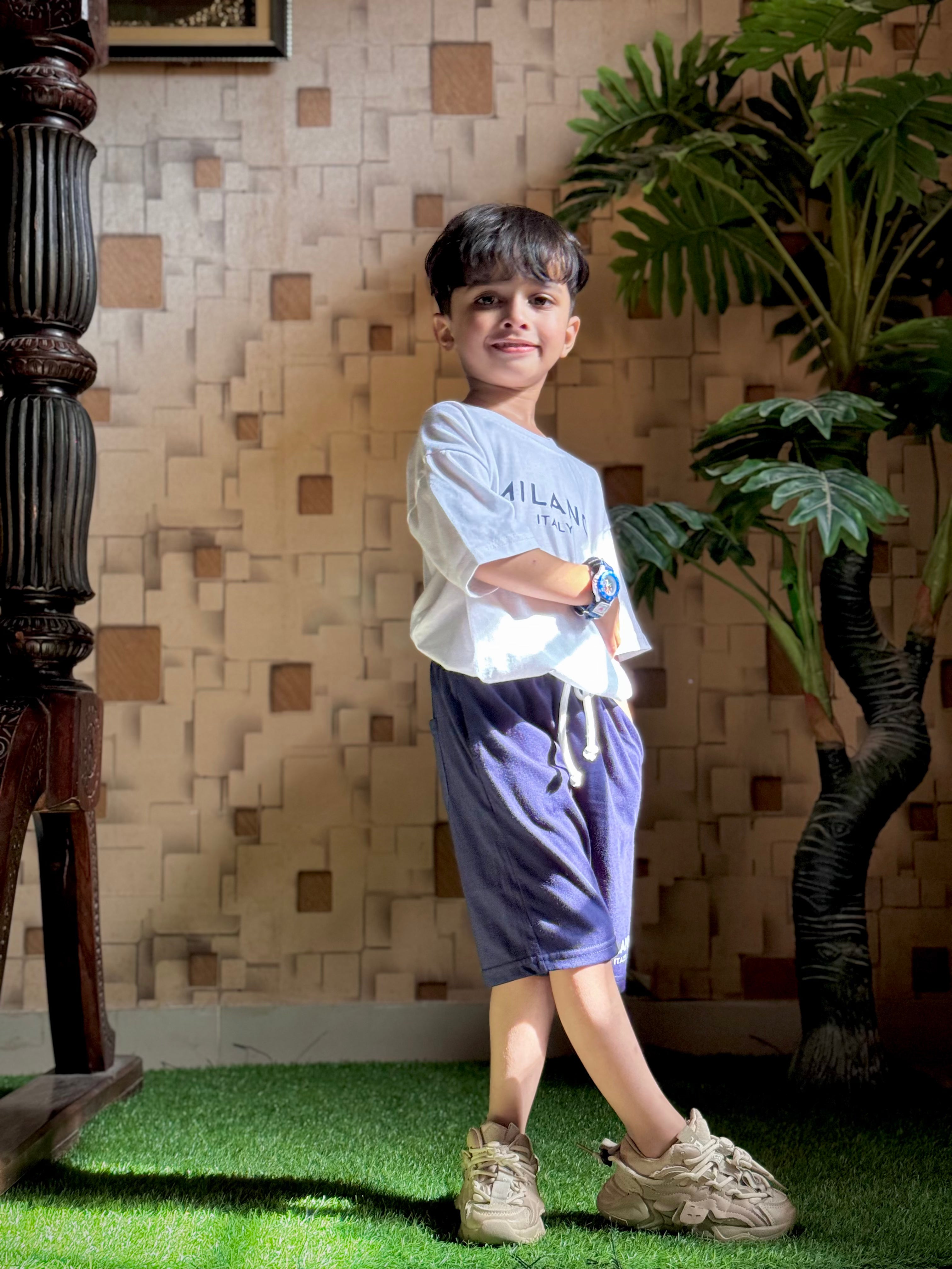 Boys White & Navy 