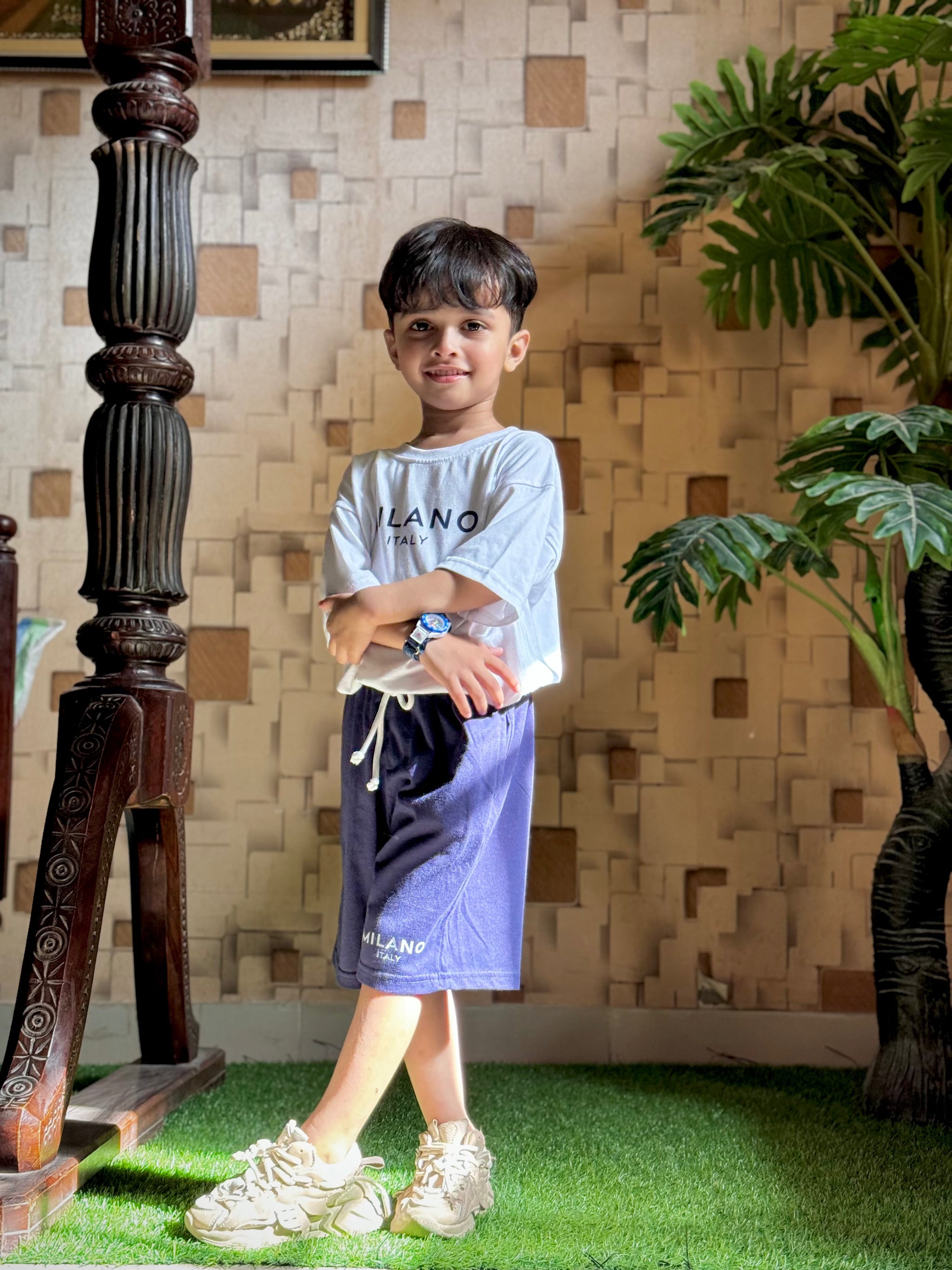Boys White & Navy 