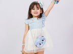 Toddler Girl Cute Princess Denim Mesh Spliced Dress