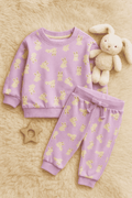 SINSAY-Fleece Shirt & Trouser - Purple Bunnies