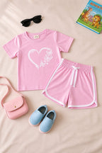Nifty Basics Girls T-Shirt and Shorts Set (Butterfly Heart) – Pink