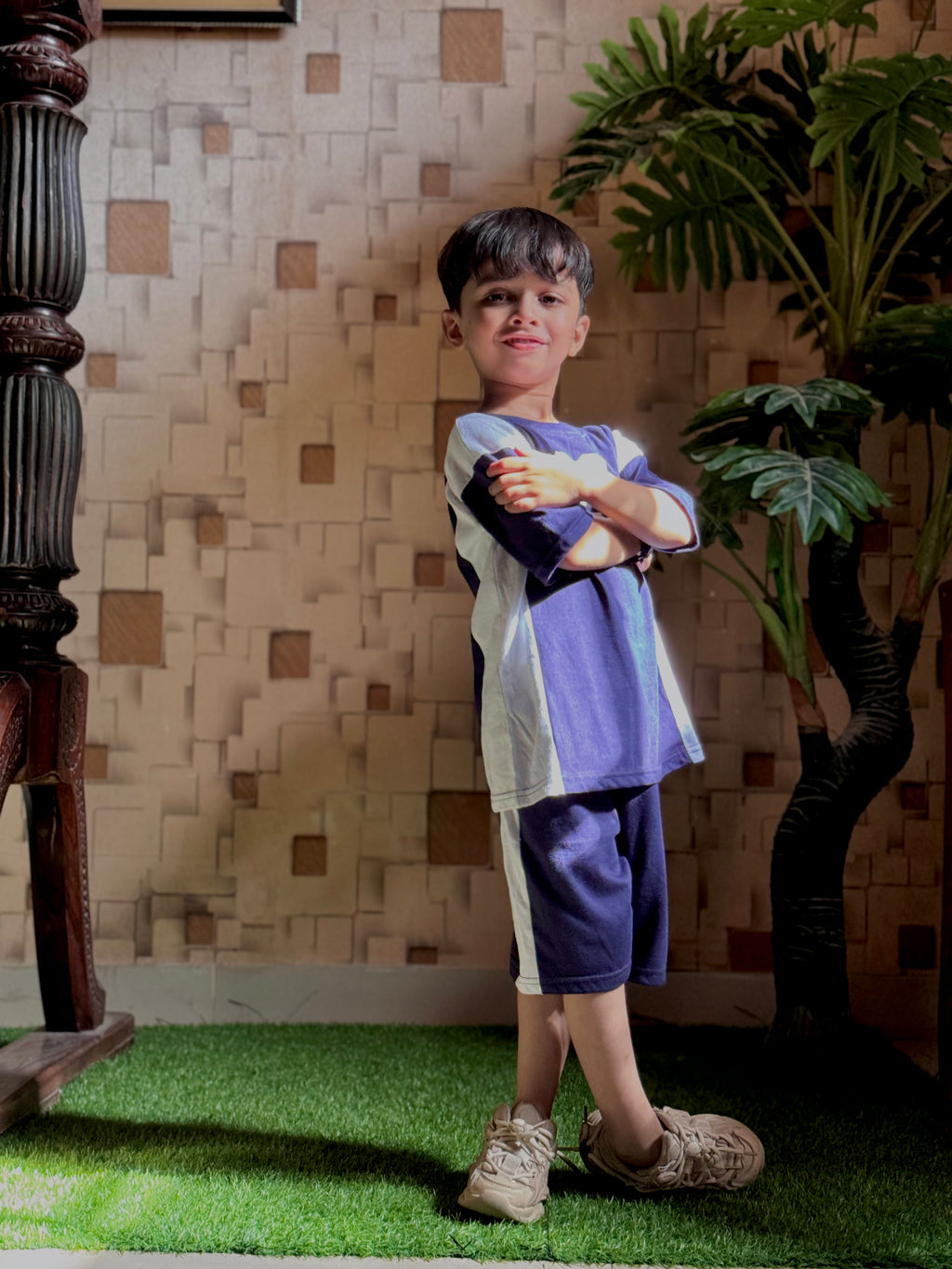 Nifty Basics Boys T-Shirt and Shorts Set (89 London) – Navy Blue & White