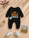Plush-Printed Rompers - Wild Child - Black