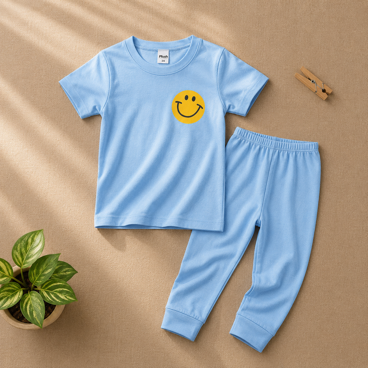 Plush-Premium Basics Casual Wear P/J Set Blue