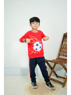 Plush -  Fleece Shirt & Trouser - Football in red