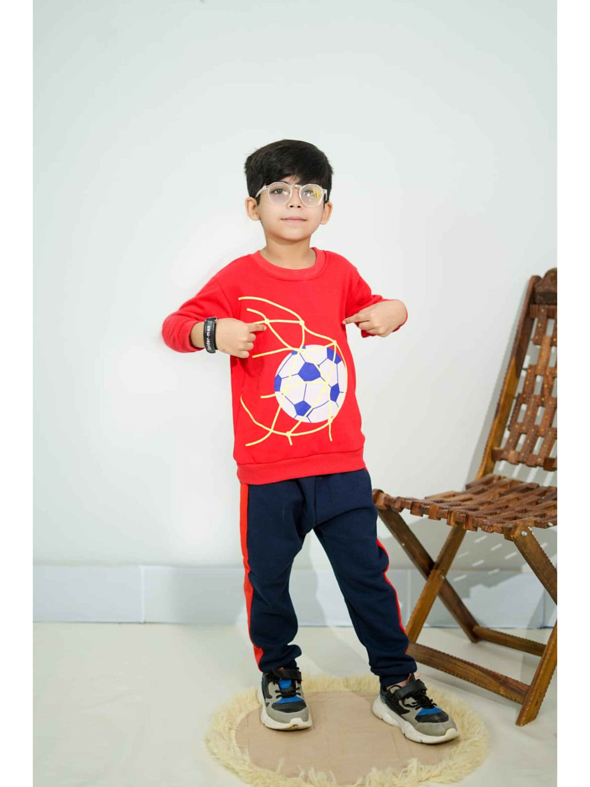 Plush -  Fleece Shirt & Trouser - Football in red