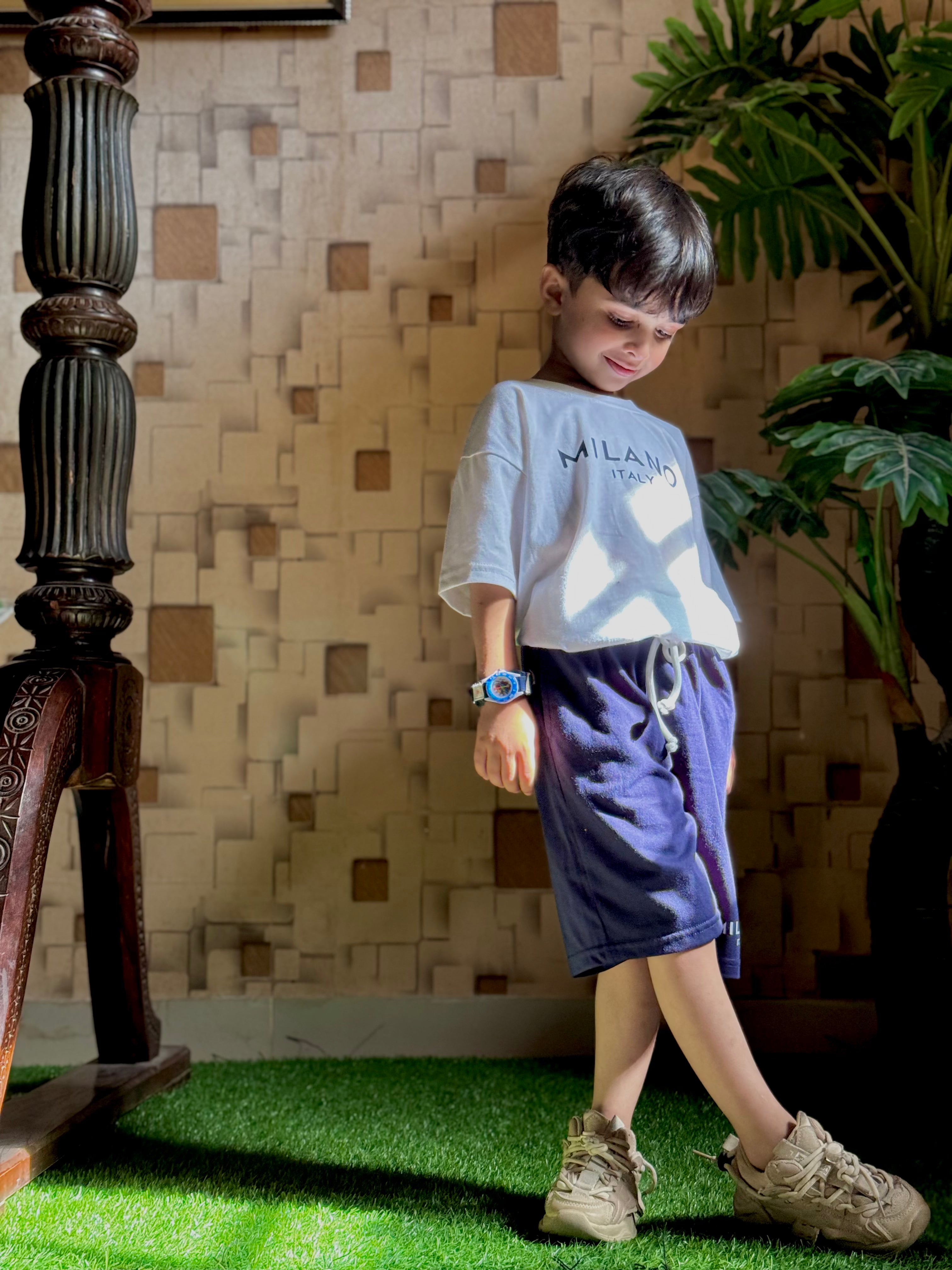 Boys White & Navy 