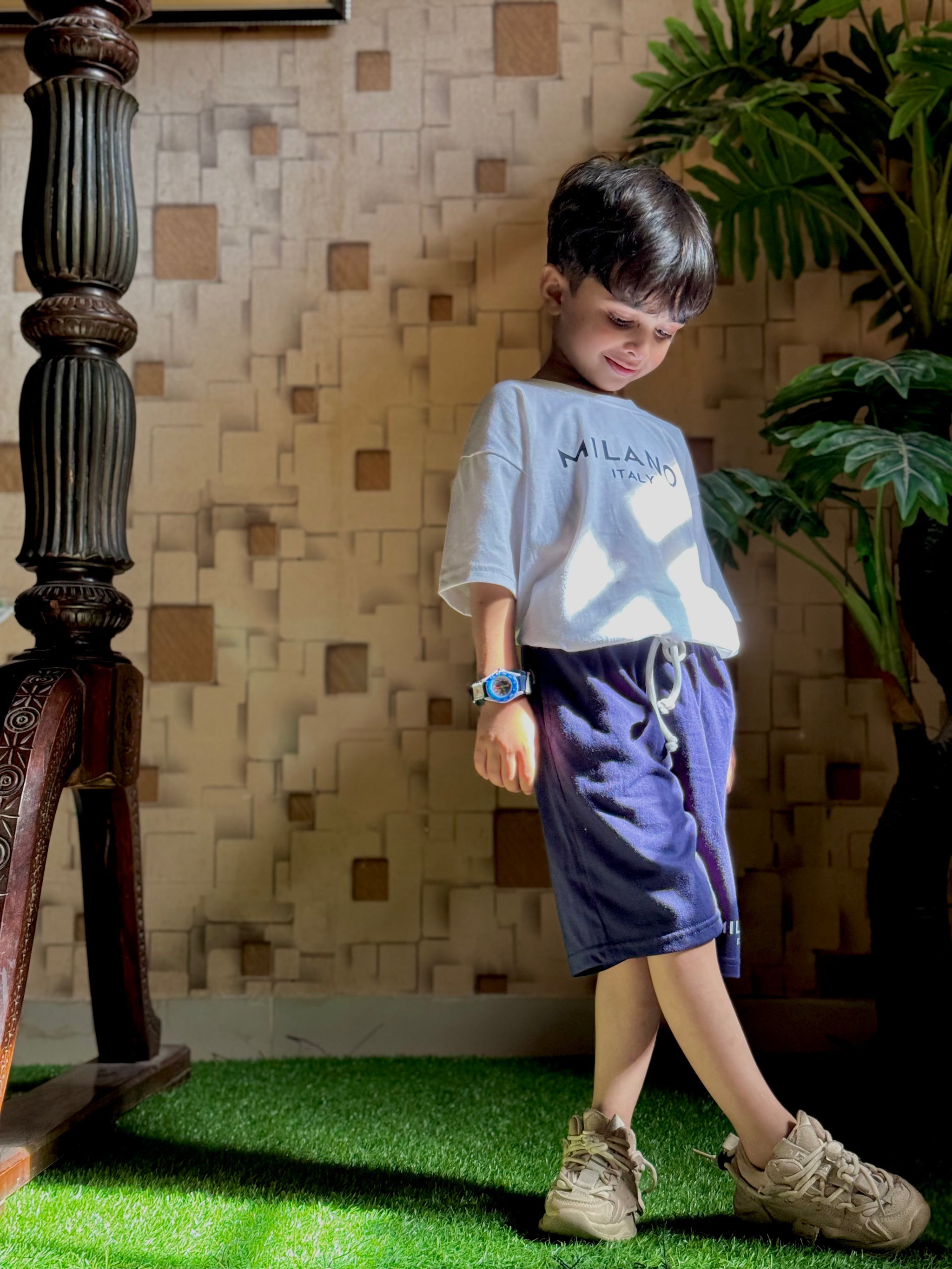 Boys White & Navy 