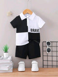 Shirt and Short Set - Black Square Contrast