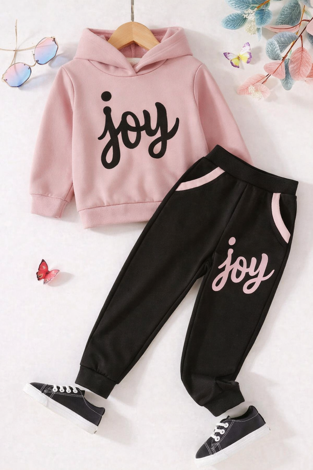 Plush - Hoodied Fleece Shirt & Trouser - Joy in Pink Contrast