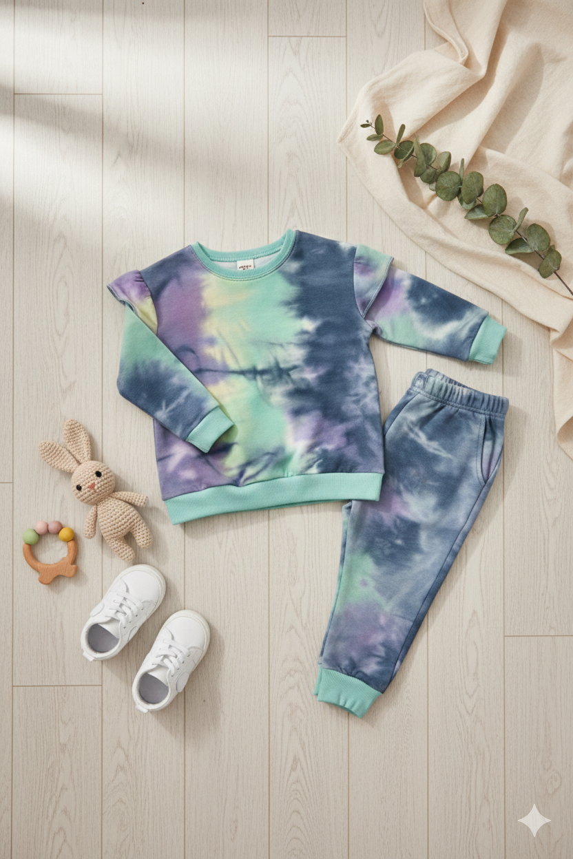 Plush Shoulder Frill Style Ribbed Knit Basic Set - Unicorn