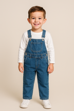 Plush-Summer Denim Romper - Blue