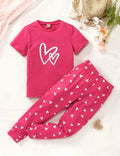 Plush-Nifty Basics - Hearts Love in Bright Pink with Printed Trousers