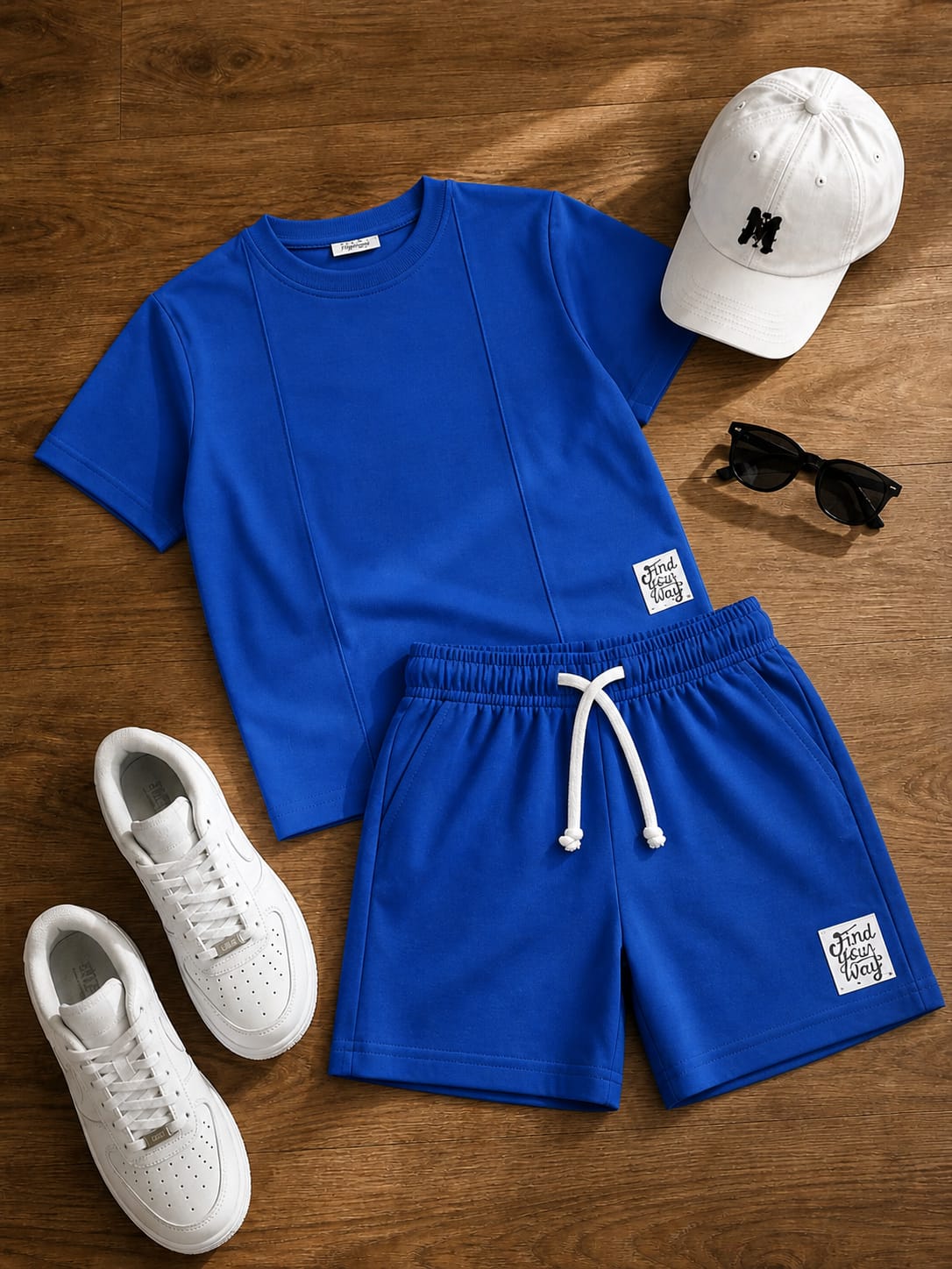 Nifty Basics Boys T-Shirt and Shorts Set (Find Your Way) – Royal Blue