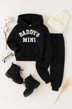 Plush - Hoodied Fleece Shirt & Trouser - Daddys Mini in Black