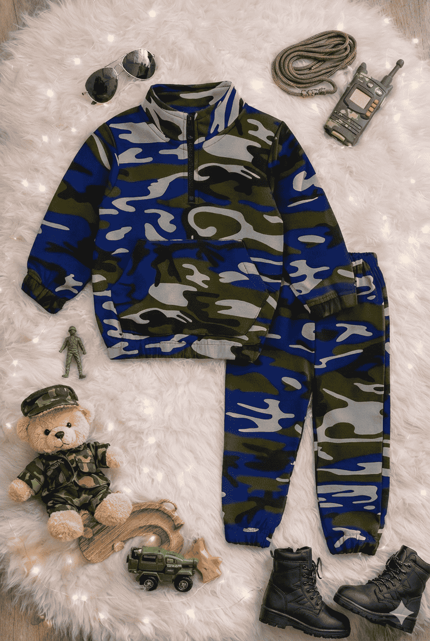 Plush -  Fleece Shirt & Trouser - Camouflage Blue