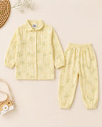Mini Aura Girls Shirt and Trouser Set (Botanical Print) – Butter Yellow