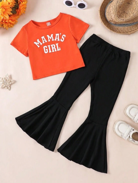 PLUSH-Nifty Basics Premium - Mamas Girl in Orange Contrast with Flapper Trousers