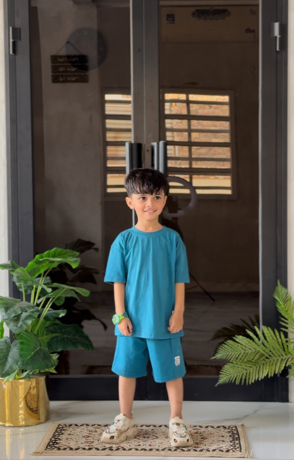 Nifty Basics Boys T-Shirt and Shorts Set (Find Your Way) – Teal Blue