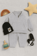 Plush Collar Style -  Fleece Basic Set Grey