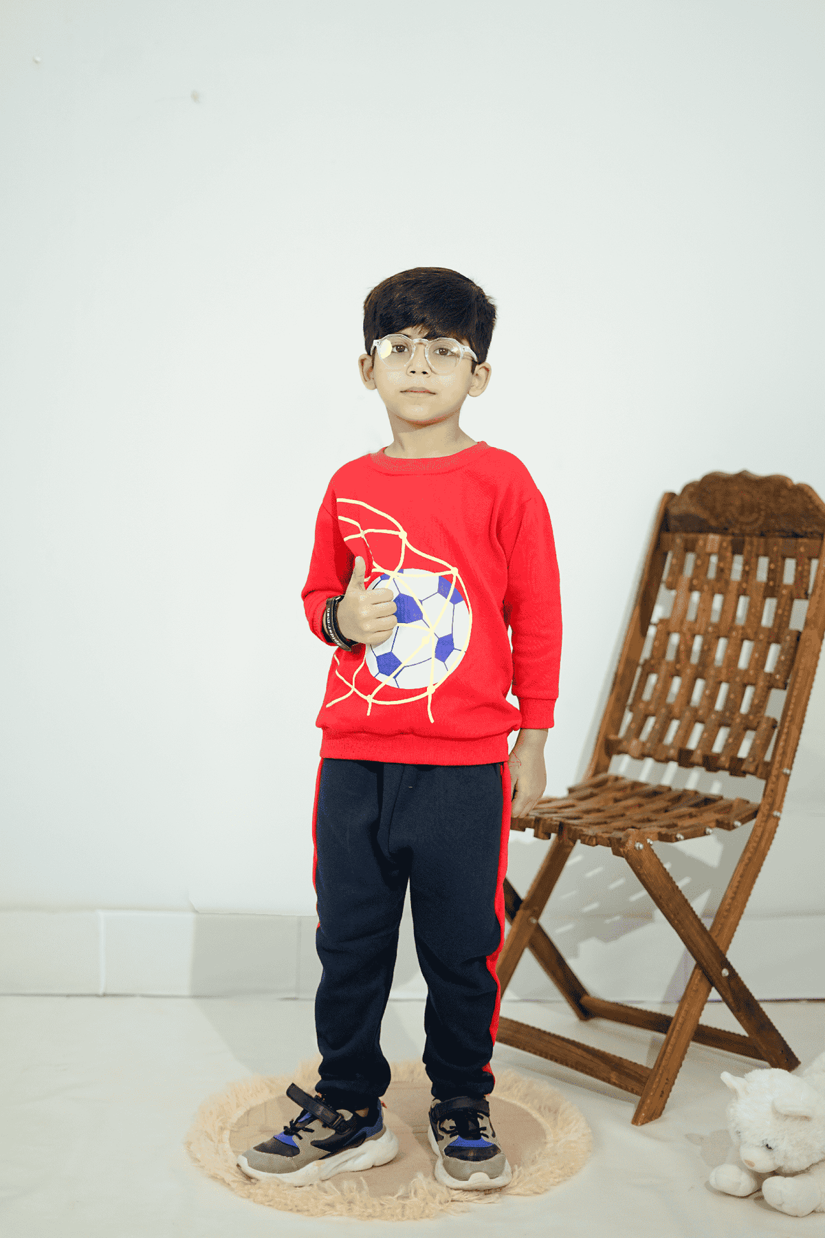 Plush -  Fleece Shirt & Trouser - Football in red