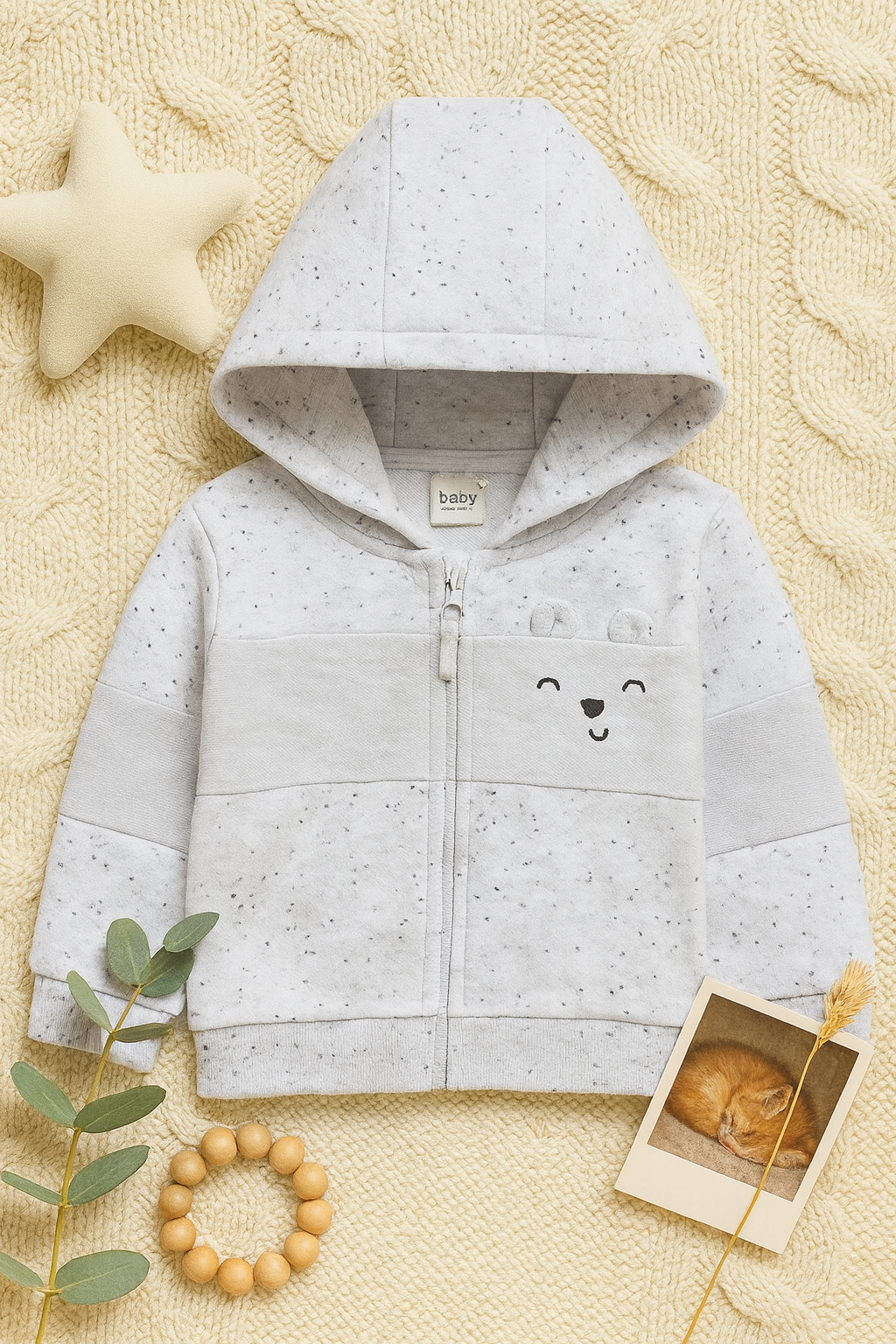 C&A-JACKET Hoodied Fleece - White Minimalist