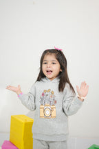 Plush-Camera on Flowers Fleece Sweat Set Grey