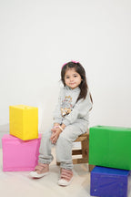 Plush-Camera on Flowers Fleece Sweat Set Grey