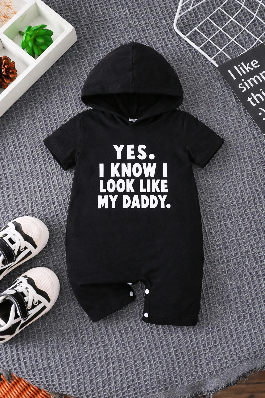 Plush-Printed Rompers - Black