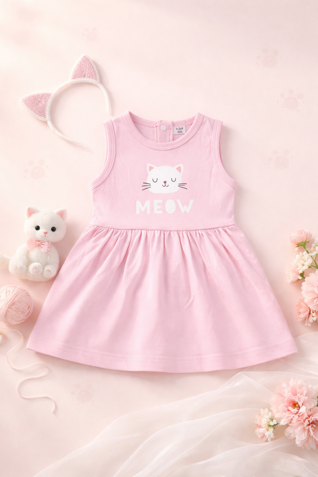 PLUSH-Summer Dress - Meow in Pink