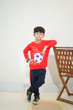Plush -  Fleece Shirt & Trouser - Football in red