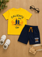 BOYS SHIRT SHORT SUMMER SET-Yellow