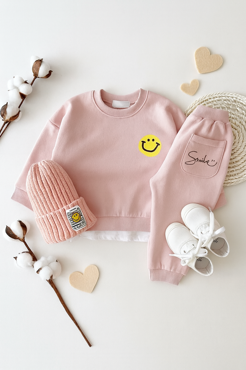 Plush - Fleece Shirt & Trouser - Smiley in Pink