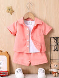Plush- Boys Short and Shirt Set - Pink