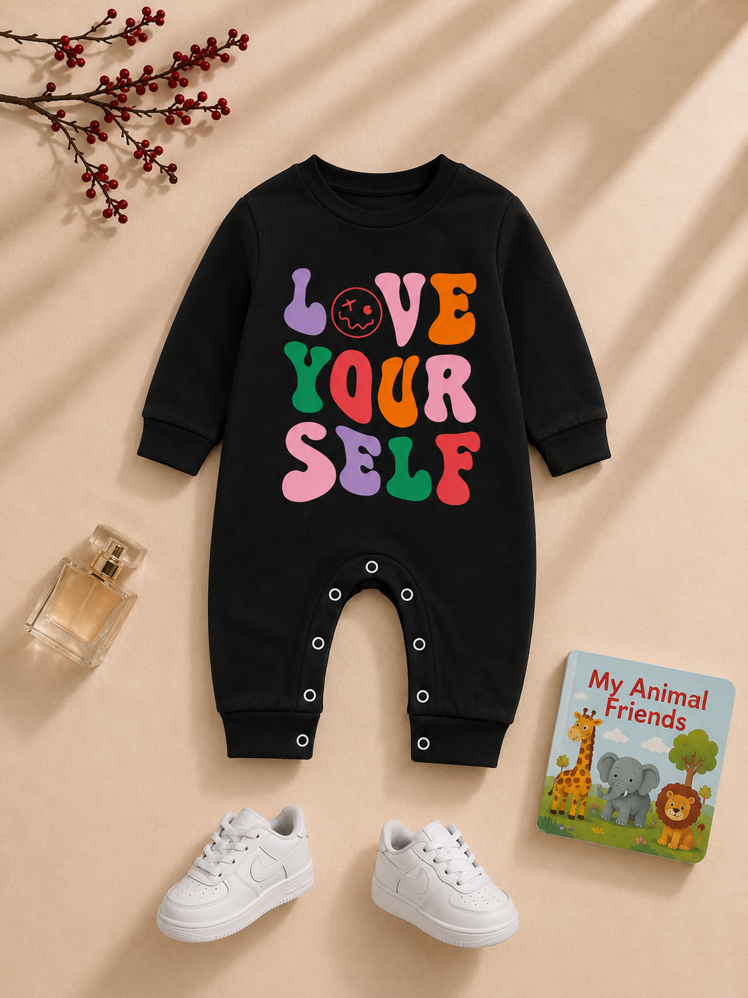 Plush-Printed Rompers - Self Love