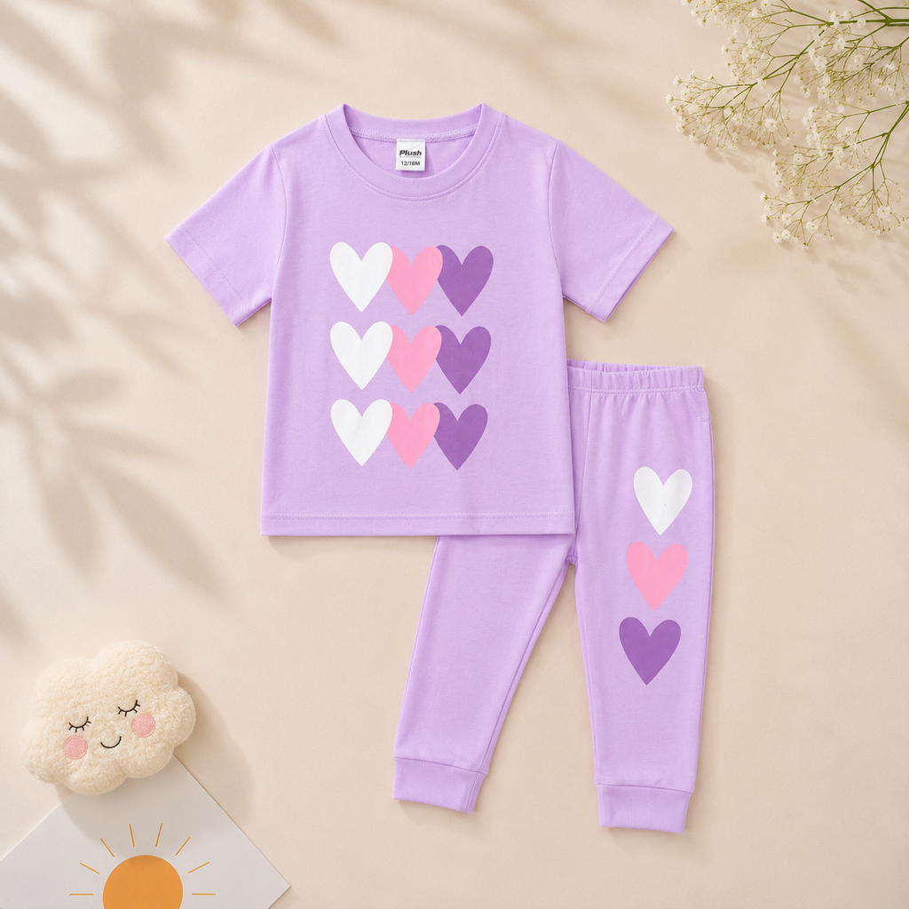 Plush-Premium Basics Casual Wear P/J Set Purple