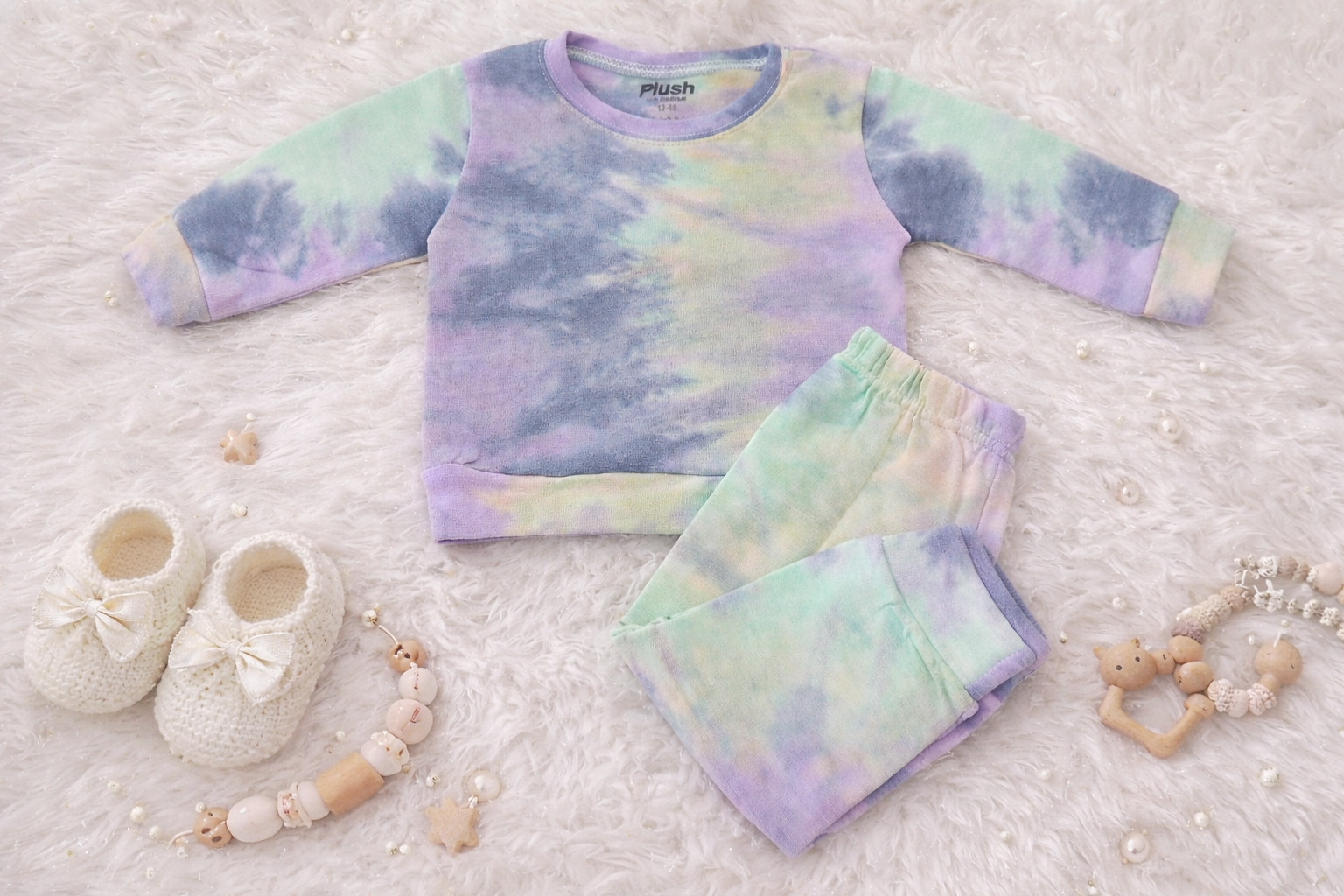 Plush - Plush Crew Neck Ribbed Knit Basic Set - Cotton Candy