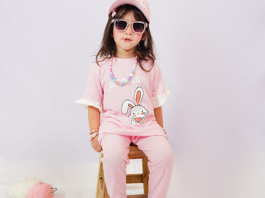 PLUSH-Nifty Basics - Bunny in Peach with Trousers