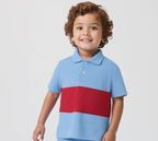 Plush-Baby Plaid Polo Shirt & Shorts-Red-Blue