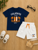 BOYS SHIRT SHORT SUMMER SET-Blue