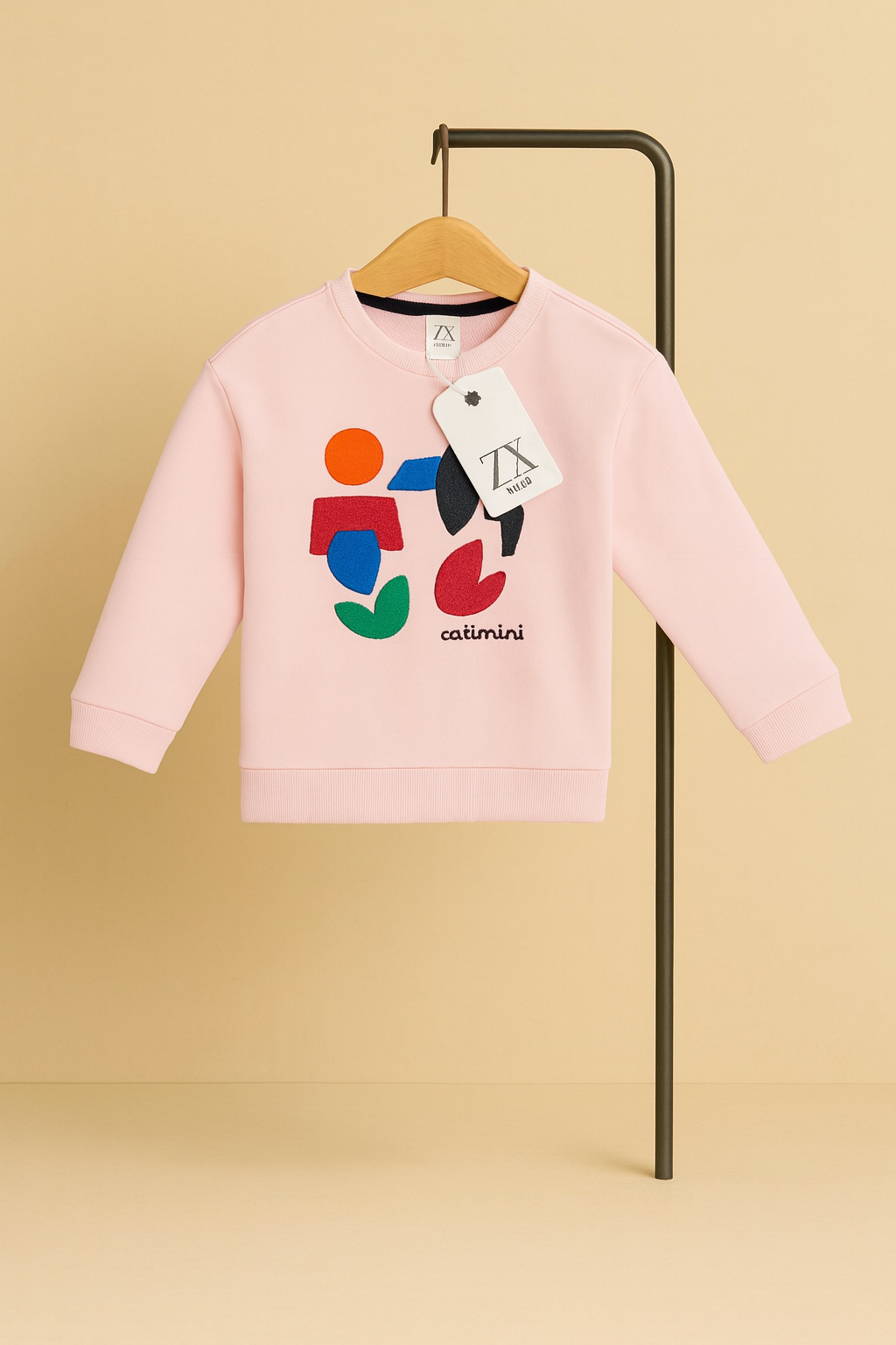 Full Sleeves Sweat Shirt - Hearts and Figure Light Pink