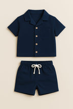 BOYS SHIRT SHORT SUMMER SET BLUE