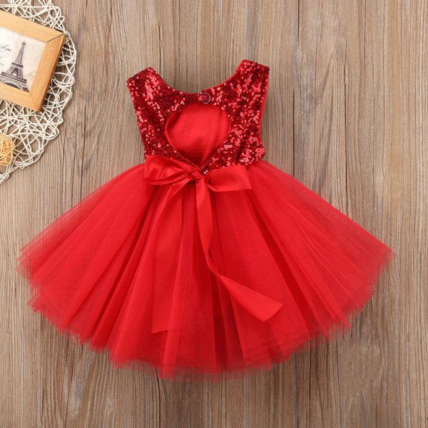 Riolio-Toddler Girl Tulle Press Sweet Sequin Decoration Formal Dress